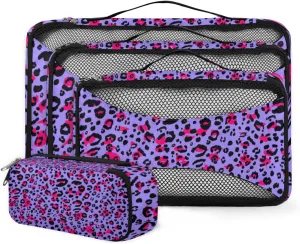 Animal Skin 4 Piece Packing Travel Organizer Cubes Set Mesh Fabric Ventilate Design Lightweight Travel Accessories 4 Sizes (Extra Large, Large, Medium, Small)