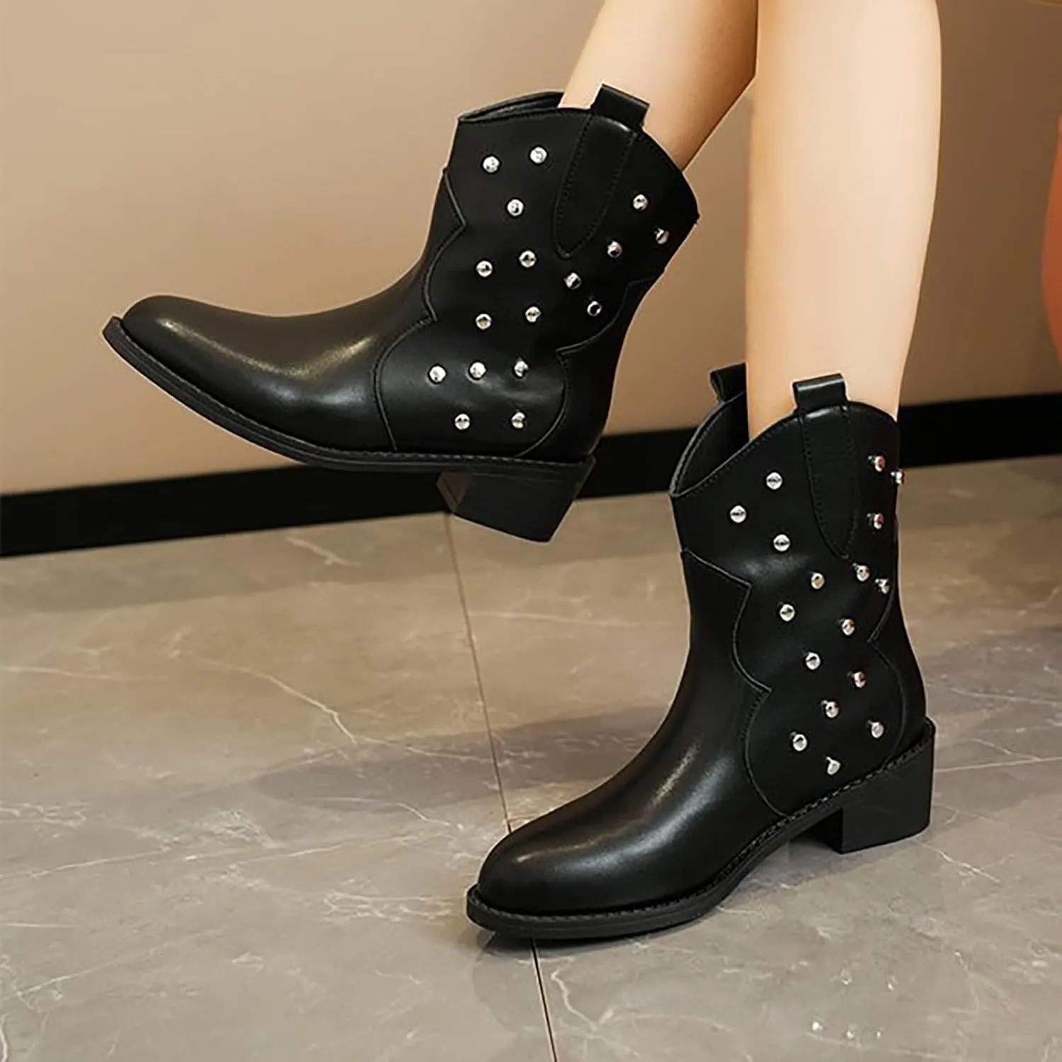 Ankle Boots for Women Cowboy Booties for Women Platform Booties Pointed Boots for Women Black Ankle Boots with Laces Boot for Sprained Ankle Left Foot