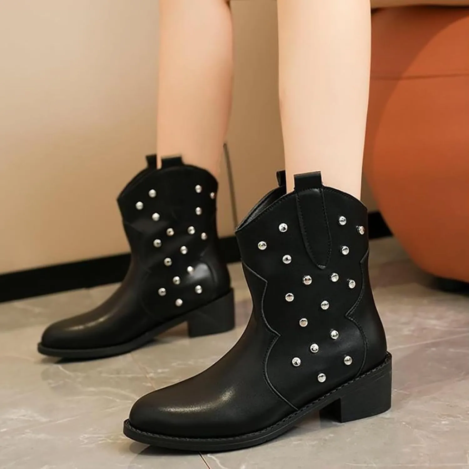 Ankle Boots for Women Cowboy Booties for Women Platform Booties Pointed Boots for Women Black Ankle Boots with Laces Boot for Sprained Ankle Left Foot