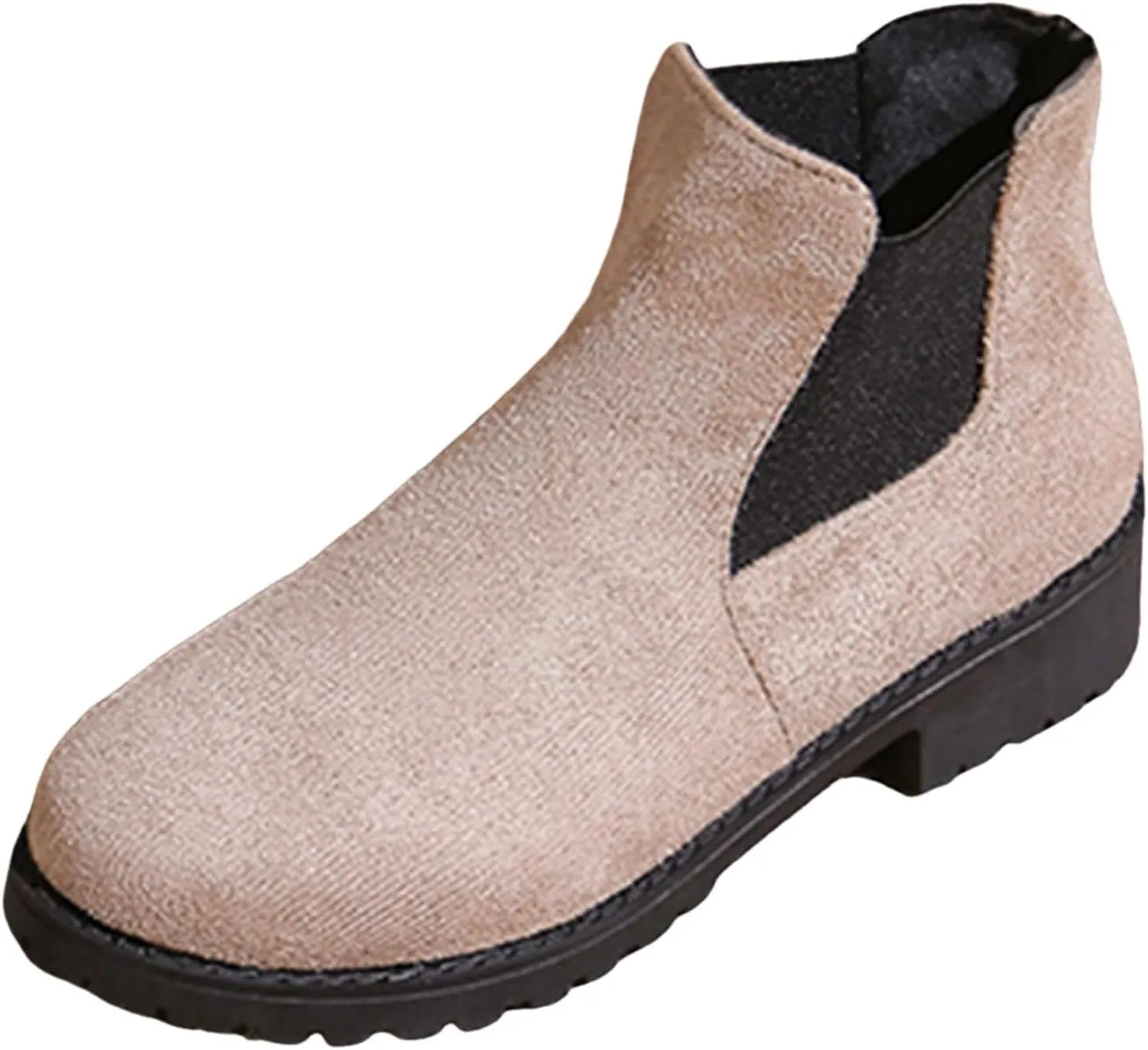 Ankle Boots for Women Dressy Fall Boots for Women 2024 Suede Round Toe Elasticized Mouth Sleeve Low Heel Booties