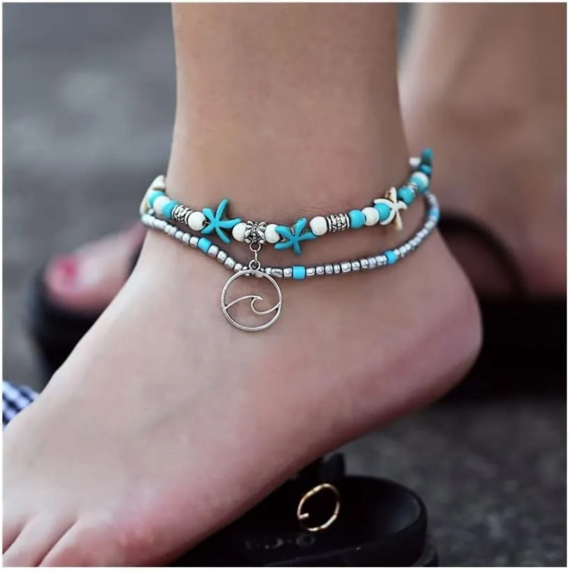 Anklet Anklets for Women Bangles Ankle Chain Foot Shoe Clips Anklet for Women (Metal Color : 1)