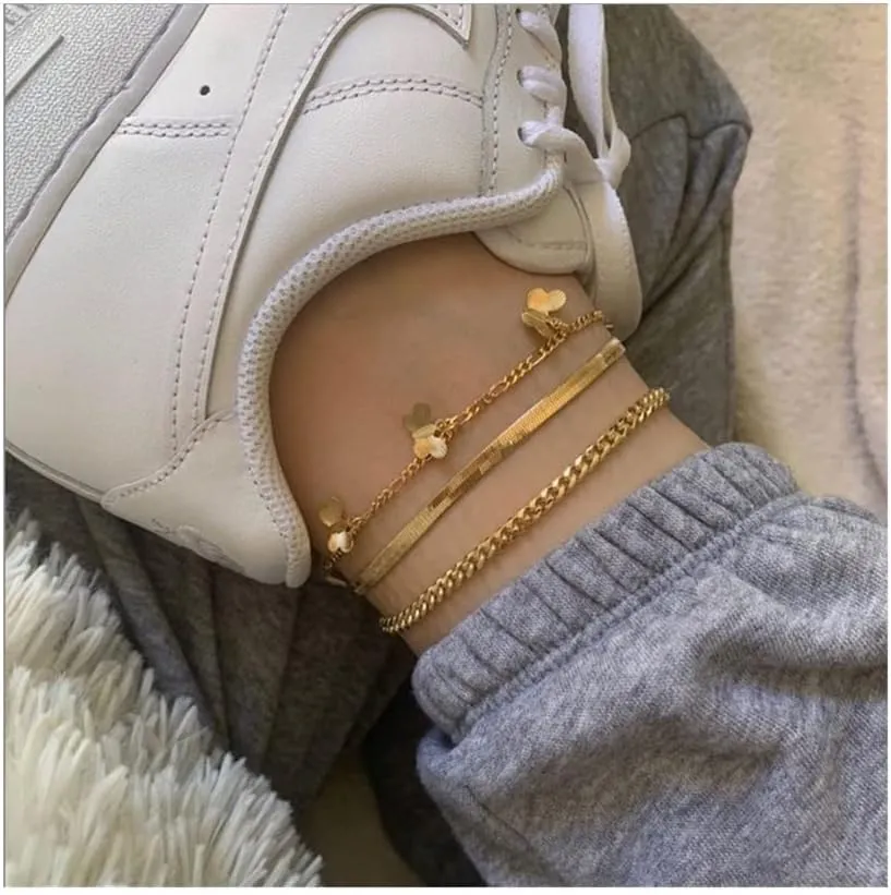 Anklet Anklets for Women Bangles Ankle Chain Foot Shoe Clips Anklet for Women (Metal Color : 1)