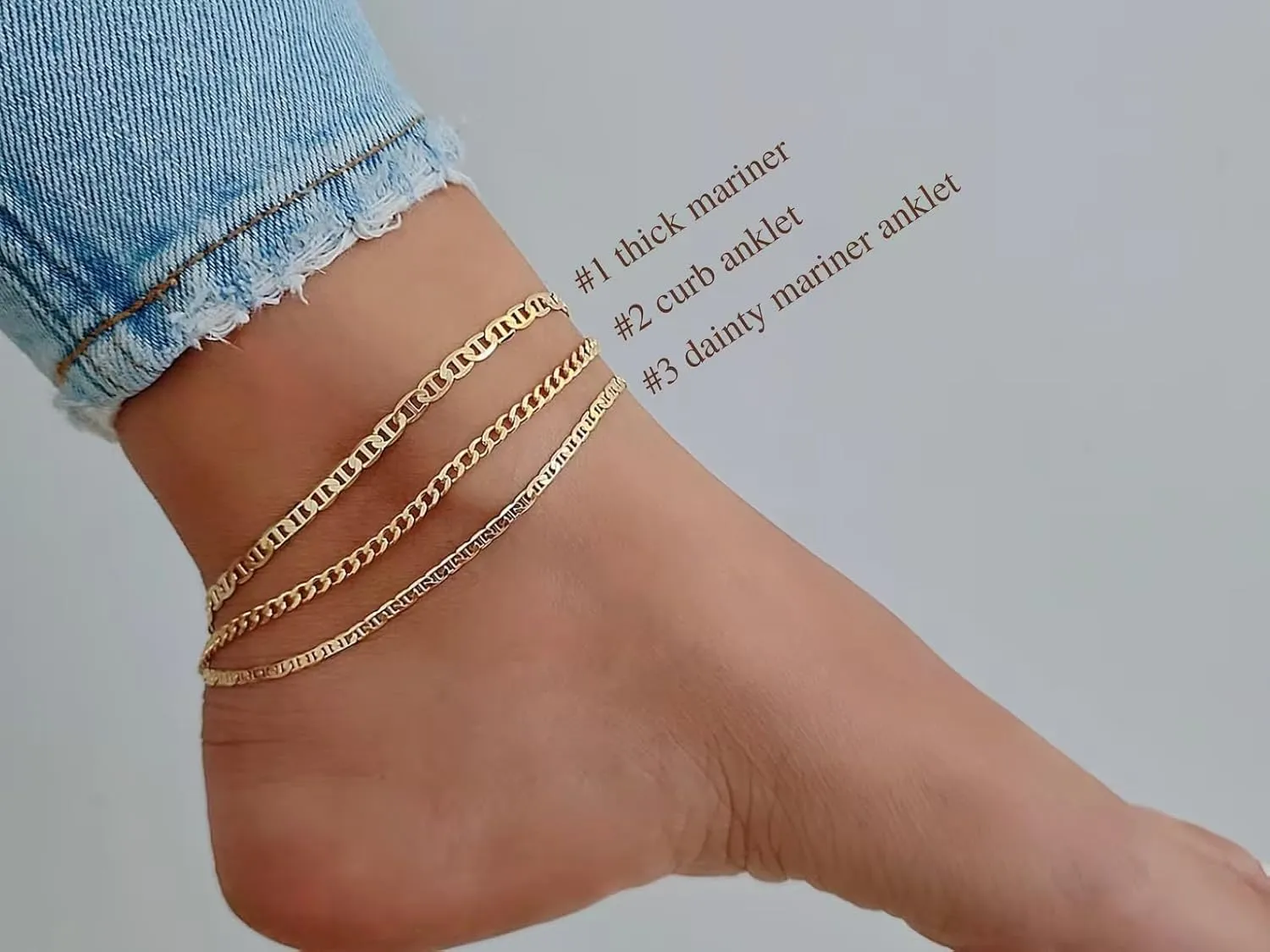 Anklet for Women Gold Plated Anklets Bracelets Waterproof Cuban Link Bracelets Set Dainty Stackble Anklets Jewelry for Gift