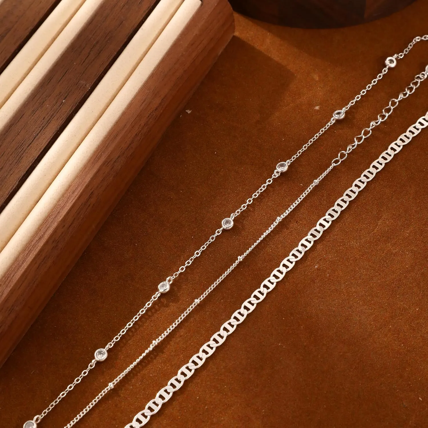 Anklet for Women Gold Plated Anklets Bracelets Waterproof Cuban Link Bracelets Set Dainty Stackble Anklets Jewelry for Gift