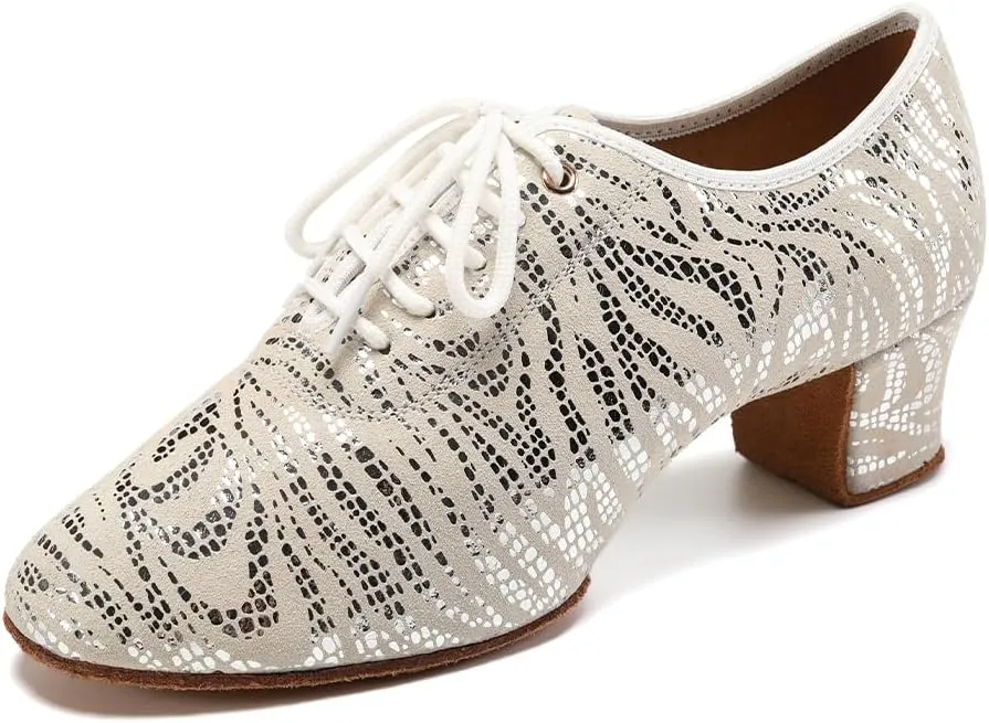 AOQUNFS Women Latin Ballroom Dance Shoes Lace-up Modern Salsa Practice Dancing Shoes,WDL-K4
