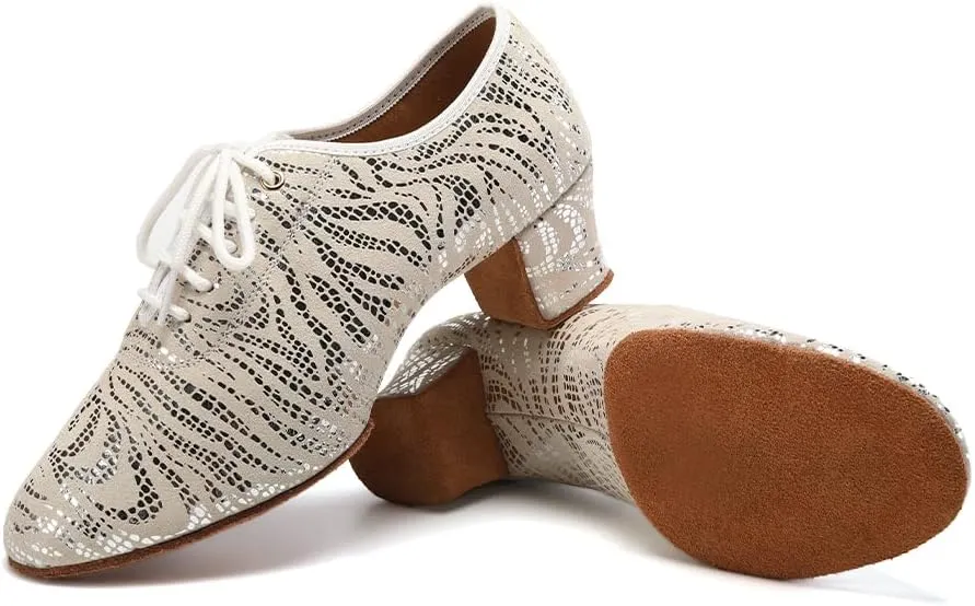 AOQUNFS Women Latin Ballroom Dance Shoes Lace-up Modern Salsa Practice Dancing Shoes,WDL-K4