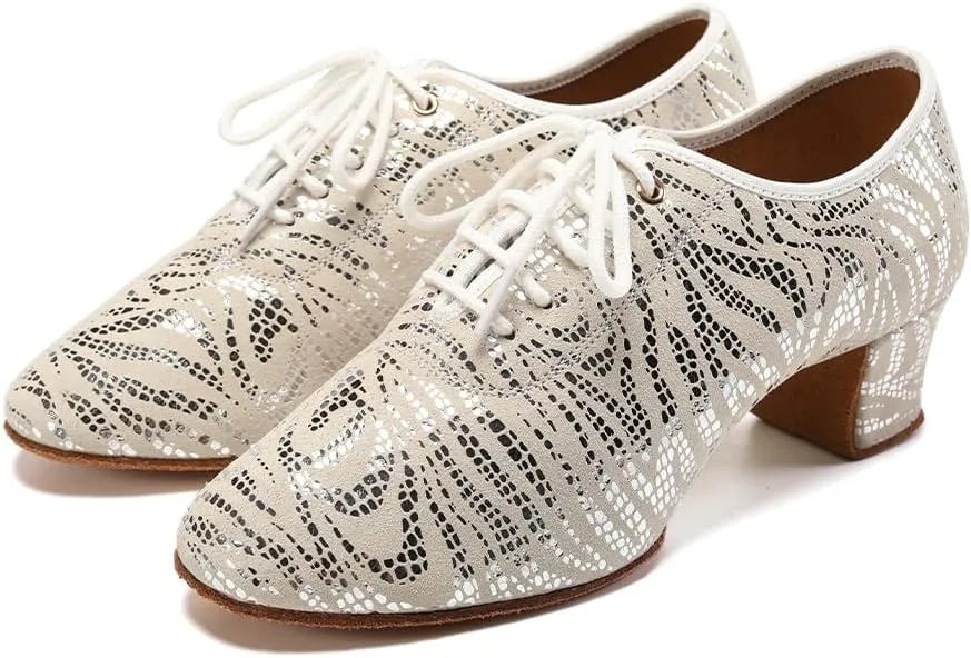 AOQUNFS Women Latin Ballroom Dance Shoes Lace-up Modern Salsa Practice Dancing Shoes,WDL-K4