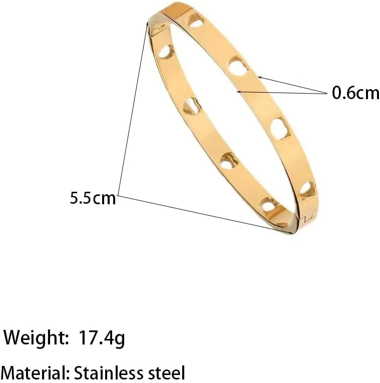 Baby Infant Toddler Kids Girls Heart Bangle Bracelet, Gold Silver Rose Gold 3 Colors 316L Stainless Steel Cuff Bracelets With Heart Shape,Jewelry Gifts For Birthday