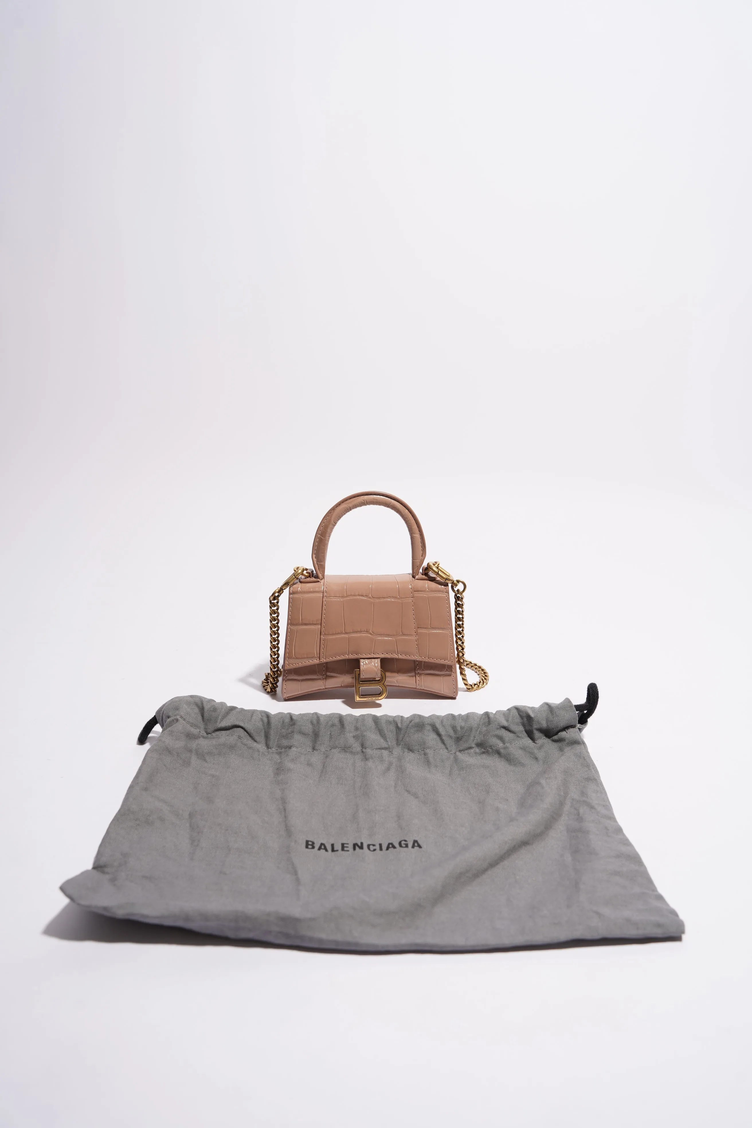 Balenciaga Womens Hourglass Nude Croc Mini