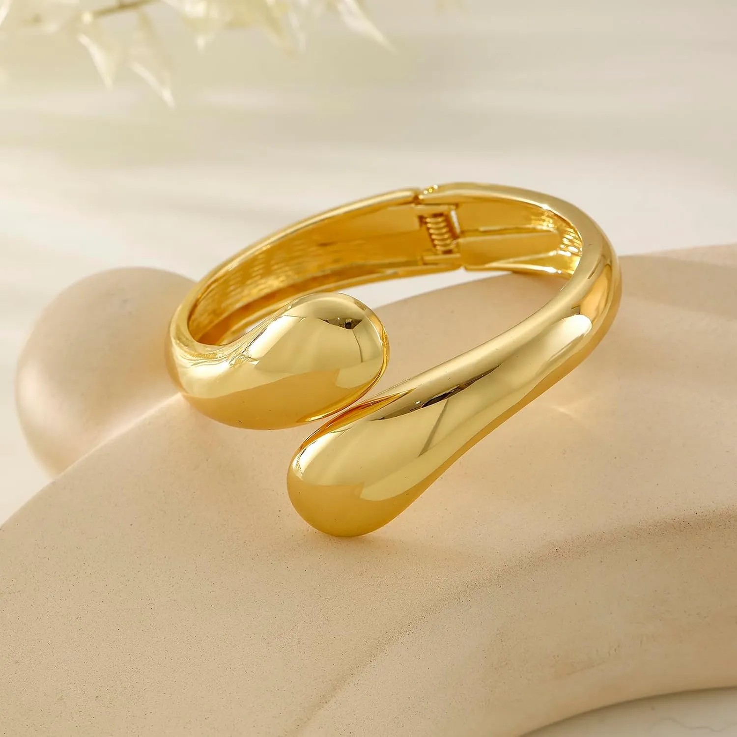 Bangle Bracelets for Women | 14K Gold Plated Trendy Wide Bracelets | Hinged Arm Cuff Bangles Chunky Bracelet for Women