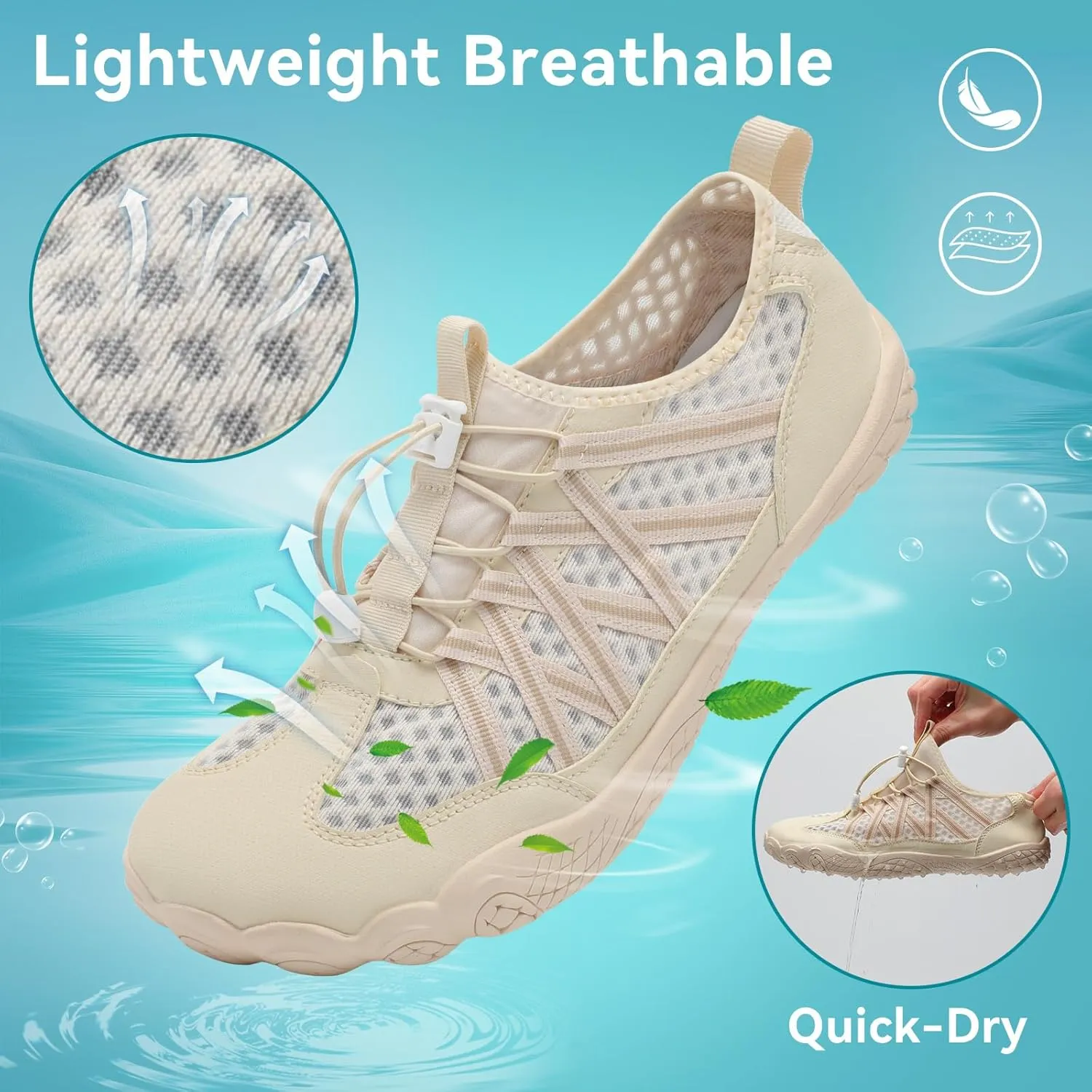 Barefoot Water Shoes for Women Men Wide Toe Box Lightweight Quick Dry Aqua Socks for Swim Beach Surf Boat Hiking Pool Walking Yoga