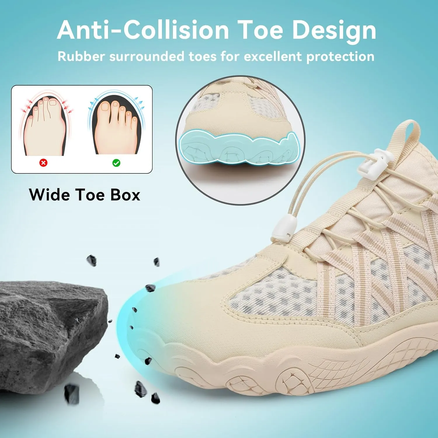 Barefoot Water Shoes for Women Men Wide Toe Box Lightweight Quick Dry Aqua Socks for Swim Beach Surf Boat Hiking Pool Walking Yoga
