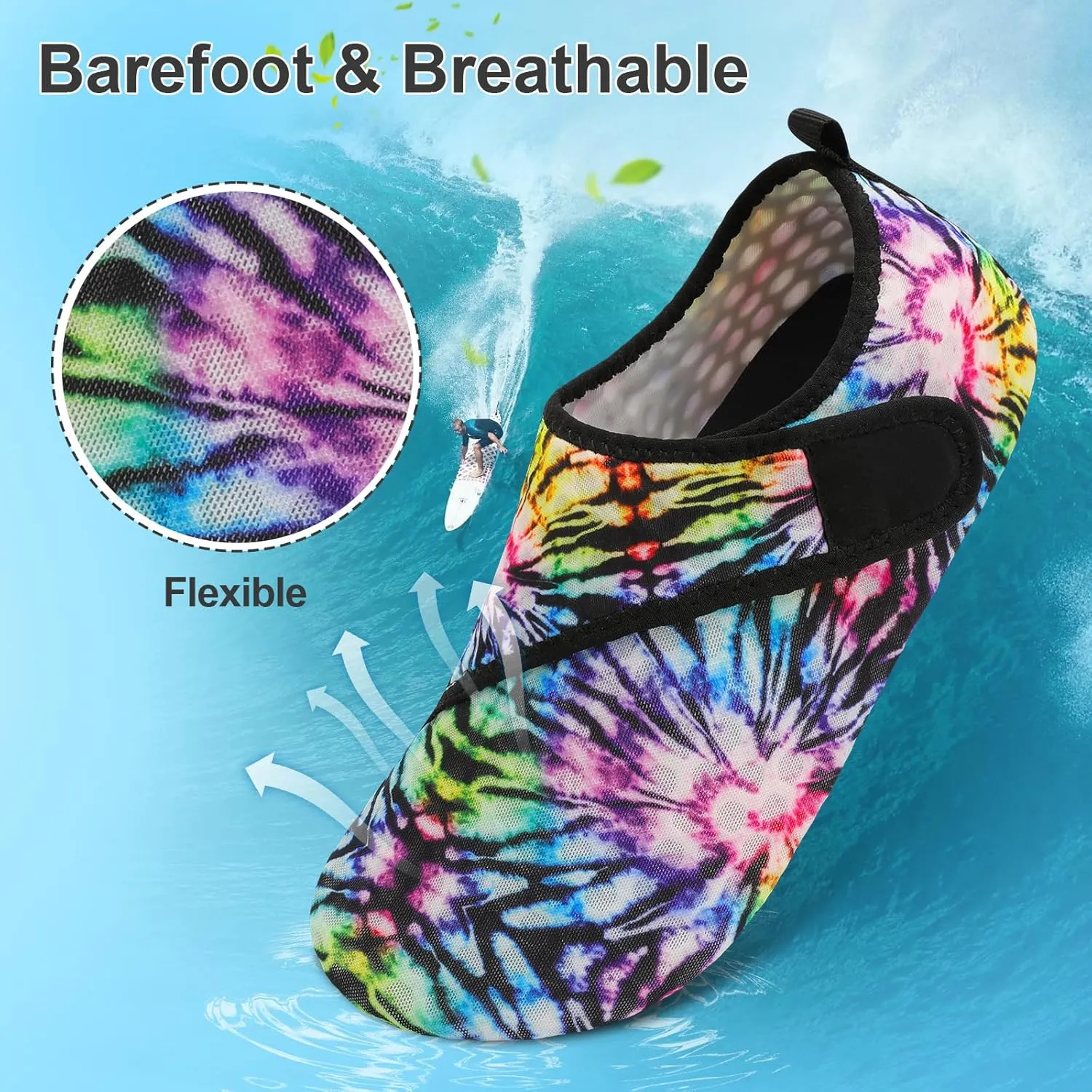 BARERUN Barefoot Water Shoes for Women Men Quick-Dry Aqua Socks for Swim Beach Pool Surf Yoga Boat Travel Non Slip Indoor Outdoor Walking Shoes
