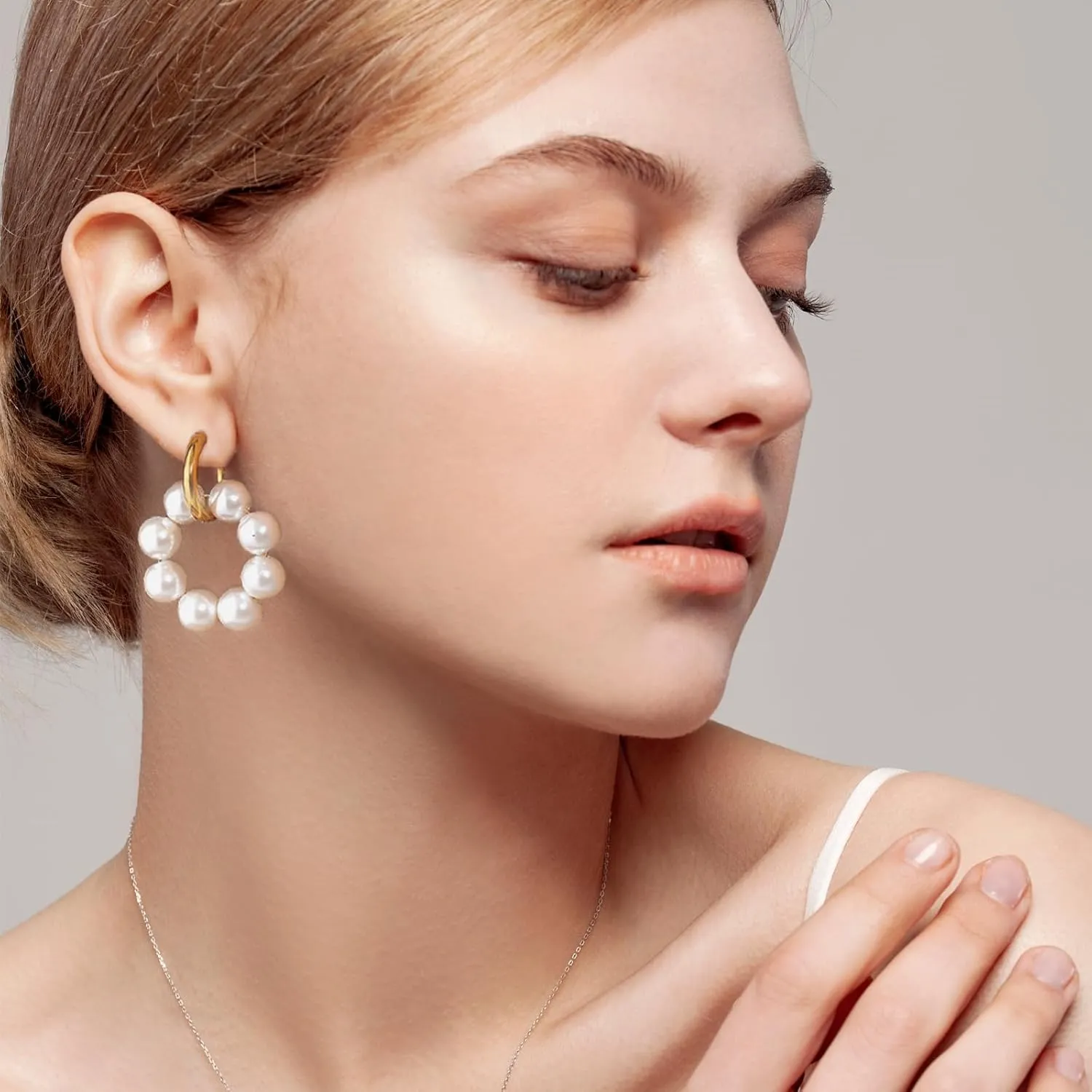 Big Beaded Hoop Huggie Earrings for Women Boho Statement Drop Dangle Earrings Trendy Jewelry