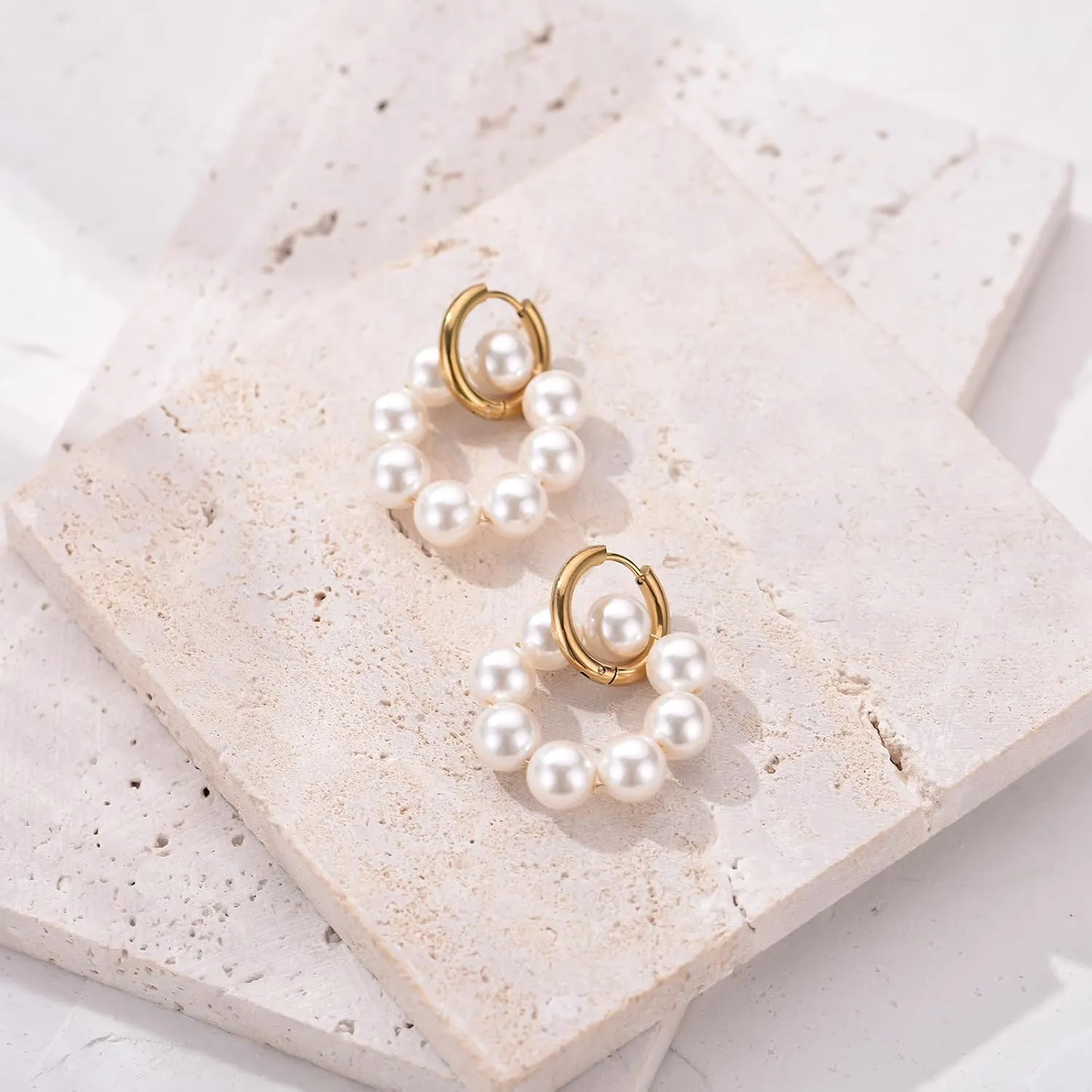 Big Beaded Hoop Huggie Earrings for Women Boho Statement Drop Dangle Earrings Trendy Jewelry