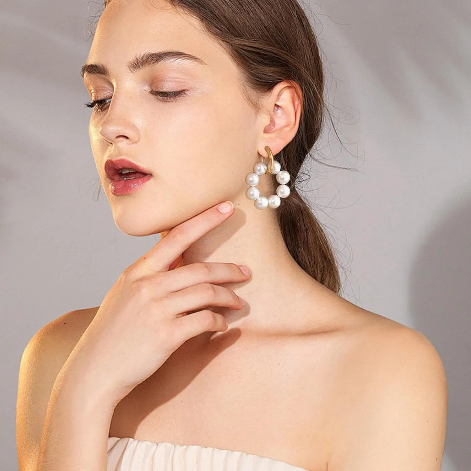Big Beaded Hoop Huggie Earrings for Women Boho Statement Drop Dangle Earrings Trendy Jewelry
