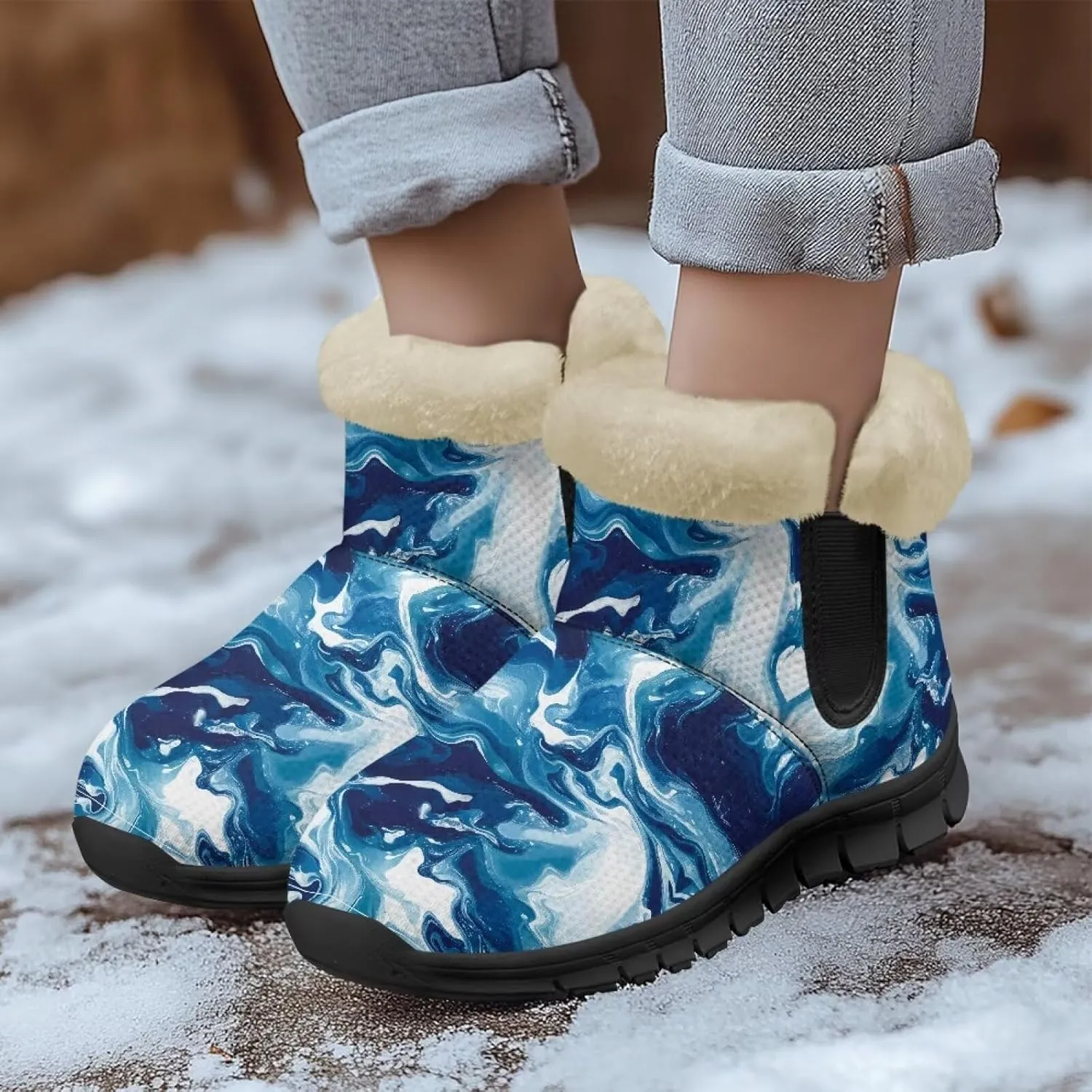 Binienty Women's Snow Boots Anti-Slip Waterproof Ankle Booties Lightweight Winter Outdoor Shoes