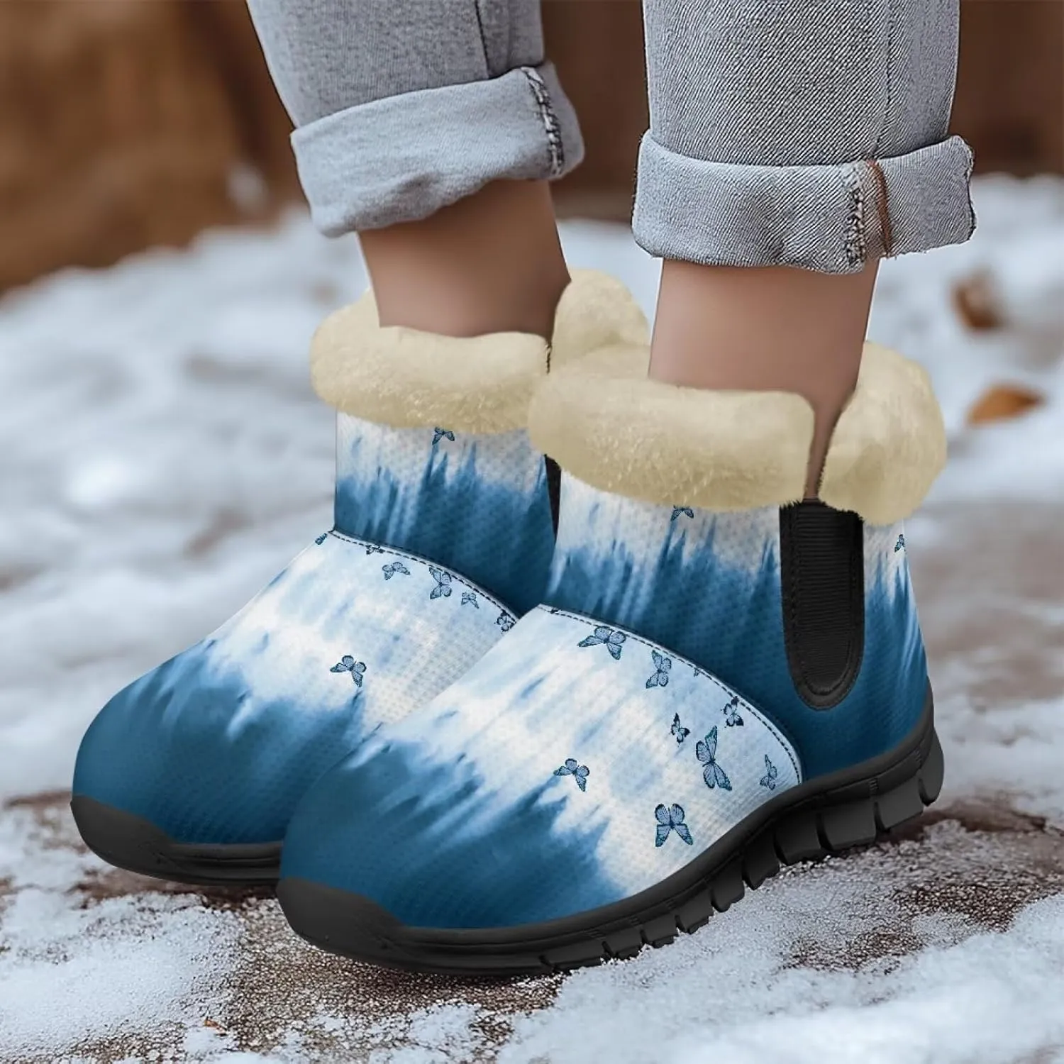 Binienty Women's Snow Boots Anti-Slip Waterproof Ankle Booties Lightweight Winter Outdoor Shoes