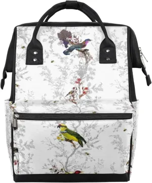 Bird On Tree Branchs Diaper Bag Tote Large Capacity Waterproof with Adjustable Shoulder Strap and Pram Straps Mommy Bag for Hospital Beach Weekender Travel