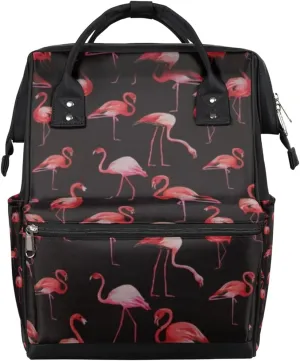 Birds Flamingo Diaper Bag Tote Large Capacity Waterproof with Adjustable Shoulder Strap and Pram Straps Mommy Bag for Hospital Beach Weekender Travel