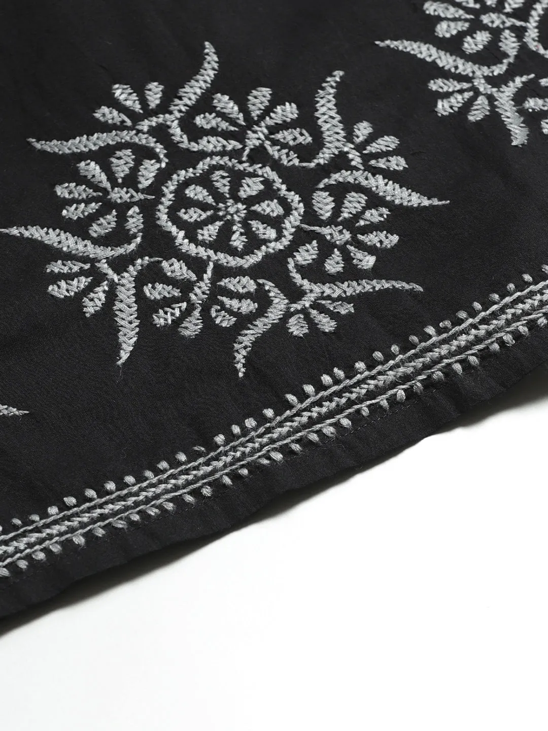 Black and Grey Chikankari Flared Palazzo