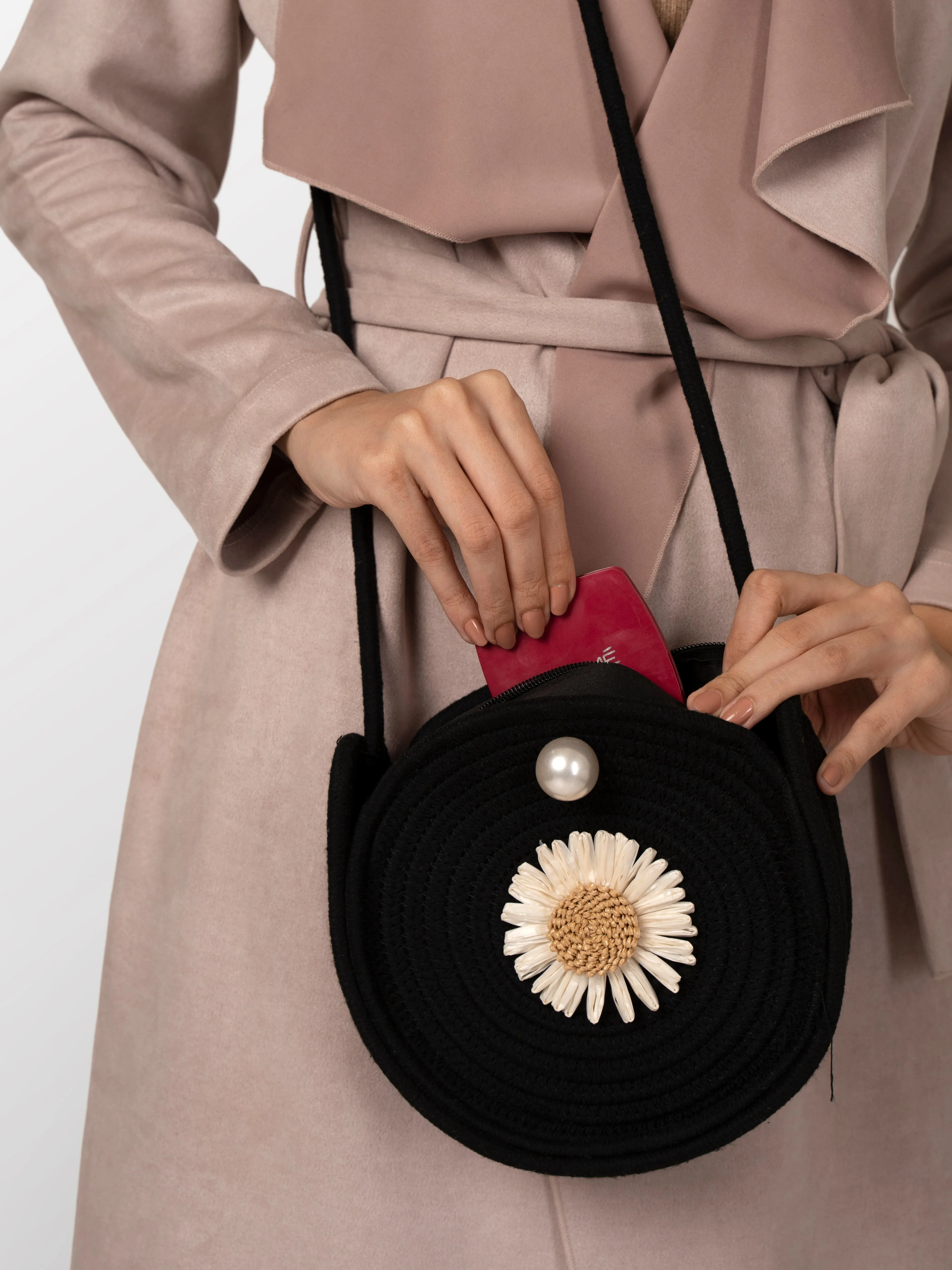 Black jute women fashion bag