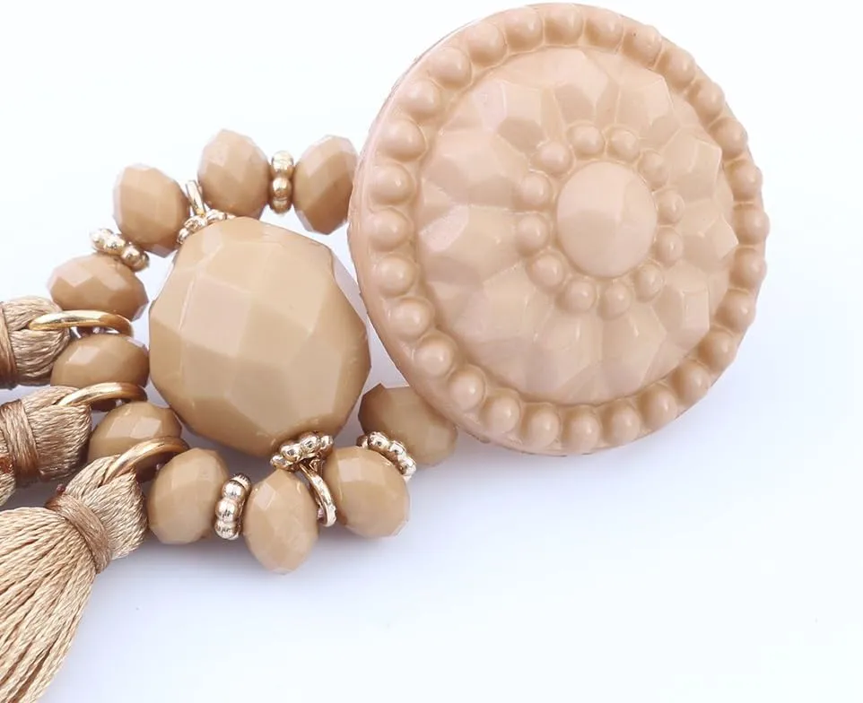boderier Bohemian Statement Thread Tassel Chandelier Drop Dangle Earrings with Cassandra Button Stud