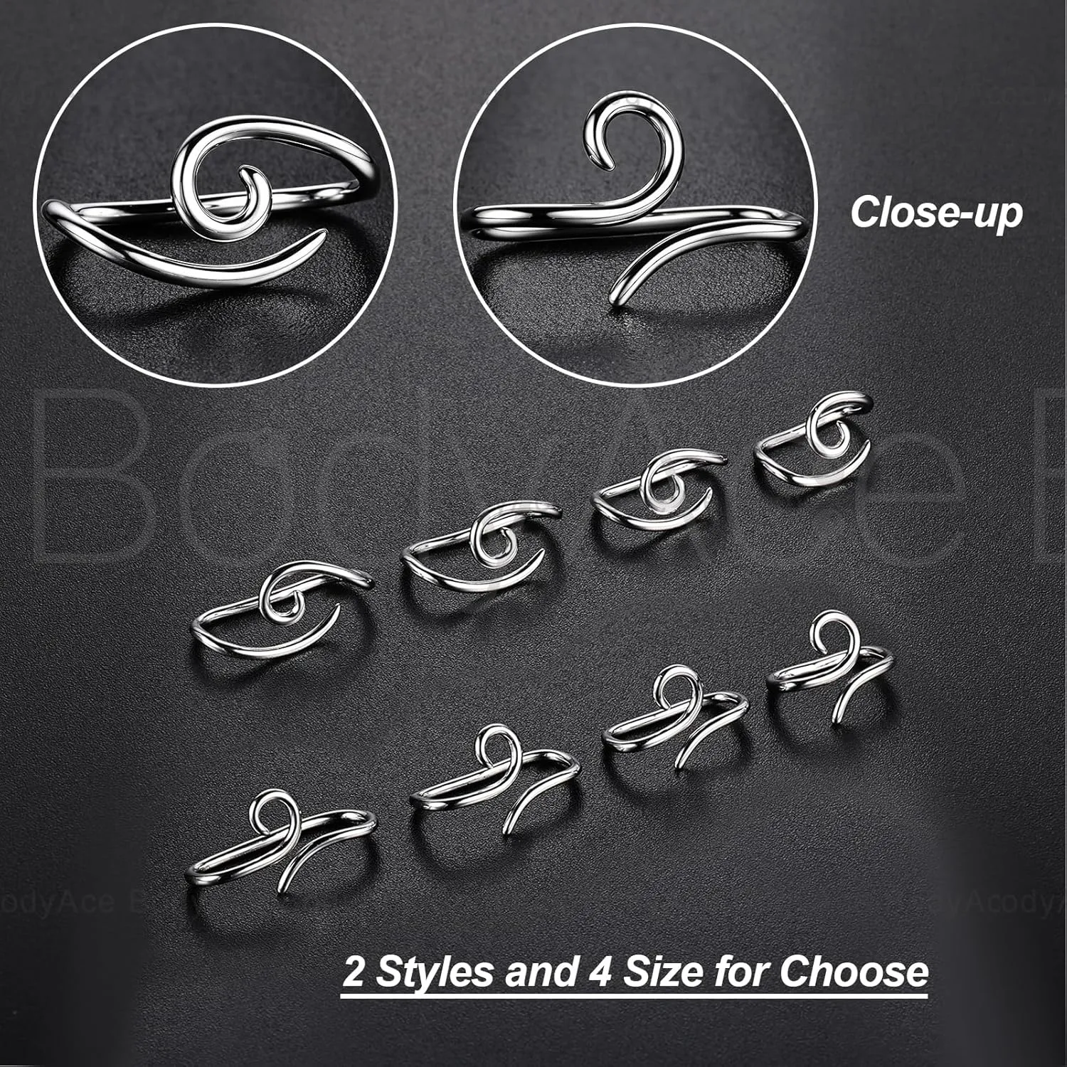 BodyAce 925 Sterling Silver Bridge Piercing Jewelry 16G Niobium Spiral Rings for Lip Eyebrow Helix Cartilage Earrings Wukong Tight Hoop Band Nose Ring