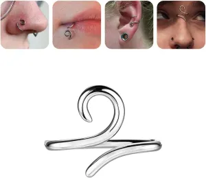 BodyAce 925 Sterling Silver Bridge Piercing Jewelry 16G Niobium Spiral Rings for Lip Eyebrow Helix Cartilage Earrings Wukong Tight Hoop Band Nose Ring