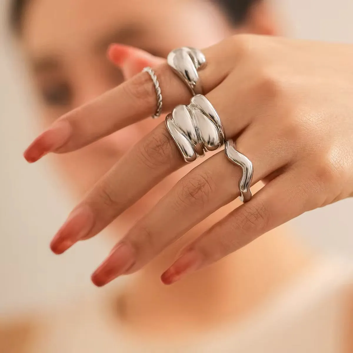 Bohemian Creative Charming Water Drop Ring Set