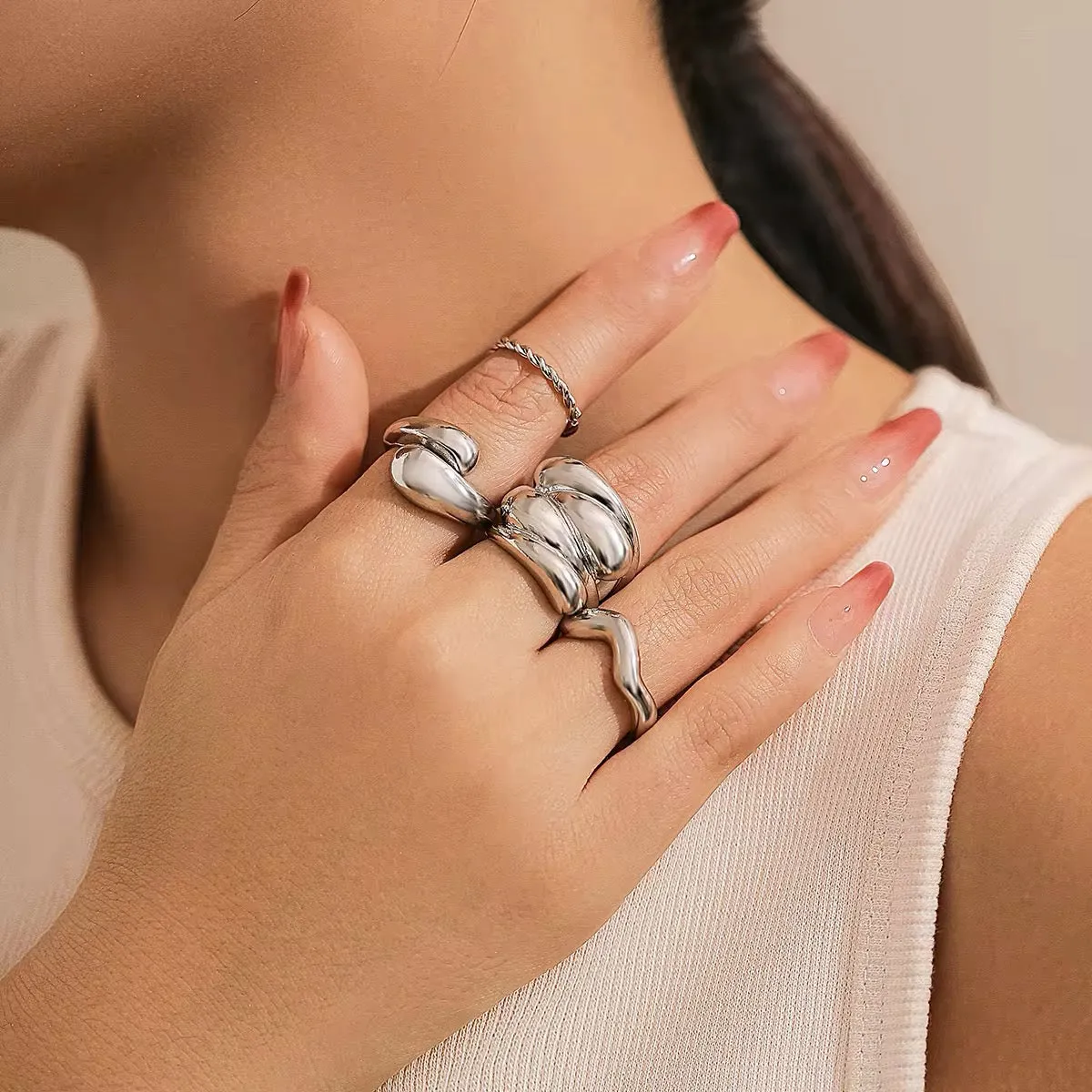Bohemian Creative Charming Water Drop Ring Set