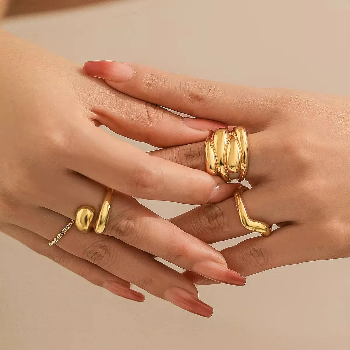 Bohemian Creative Charming Water Drop Ring Set