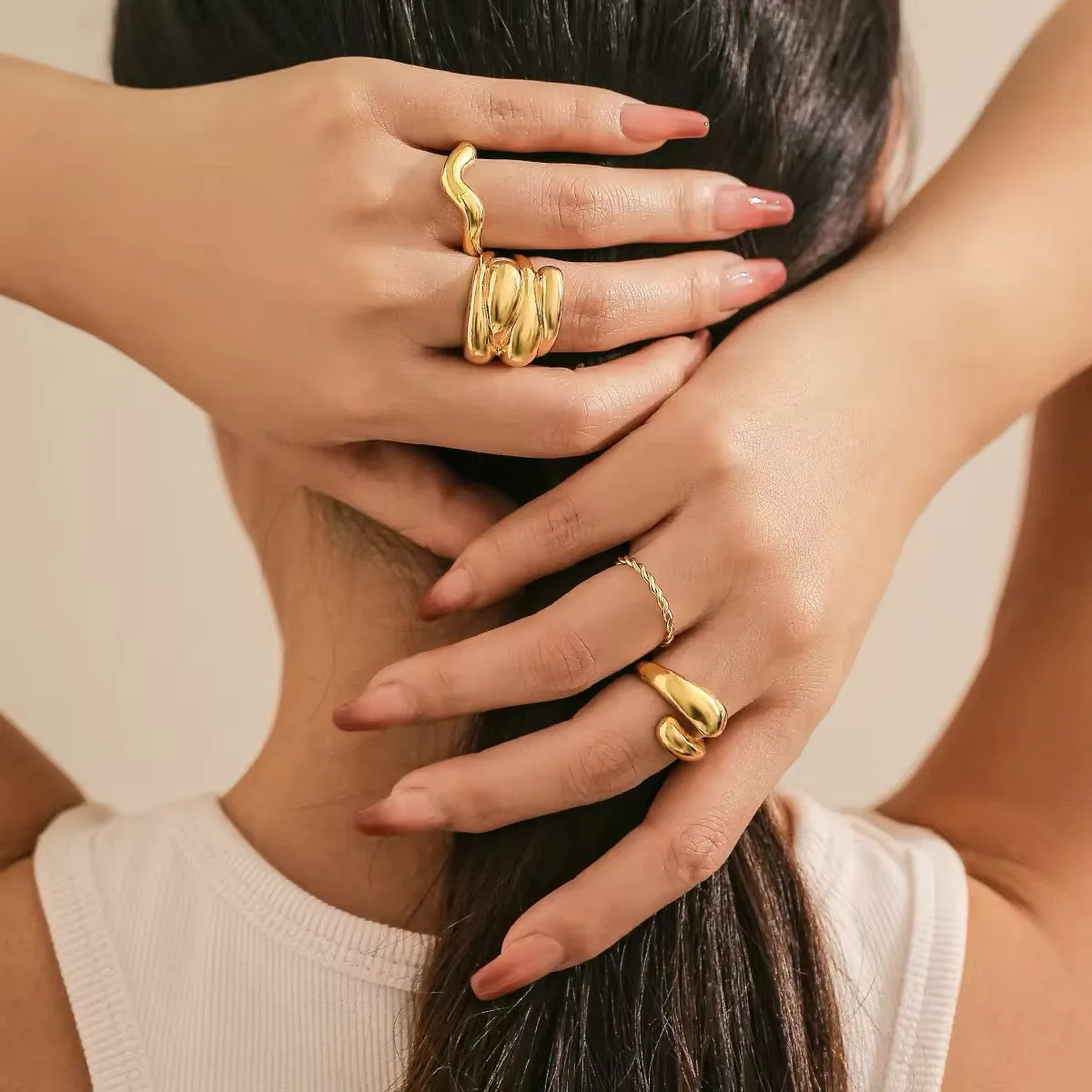 Bohemian Creative Charming Water Drop Ring Set