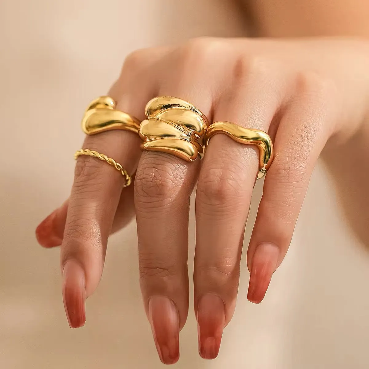 Bohemian Creative Charming Water Drop Ring Set