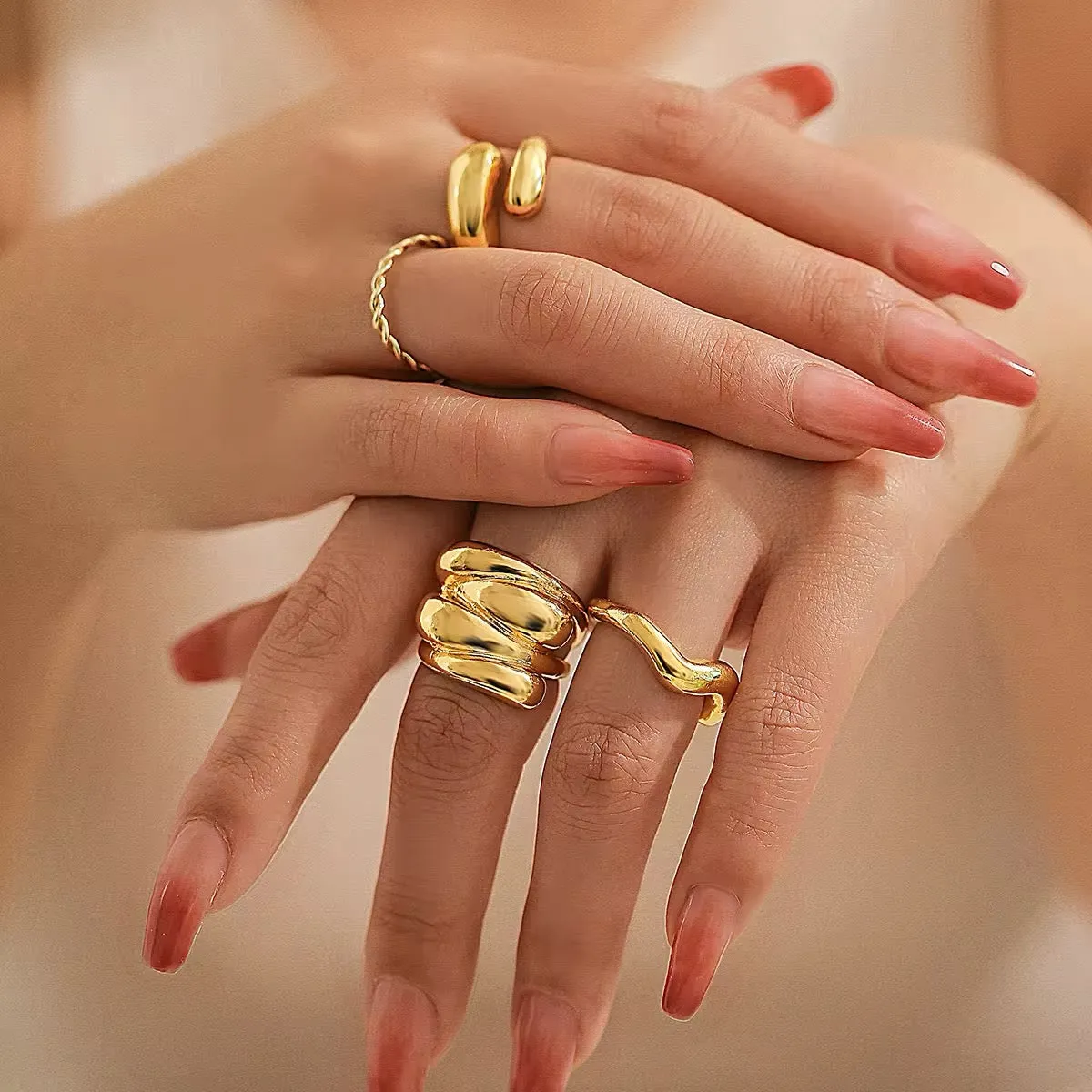 Bohemian Creative Charming Water Drop Ring Set