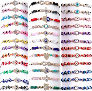 BONITTER 36/24 Pcs Evil Eye Bracelets Pack Mexican Braclets Set ojo bracelet Protection Amulet Anklets Jewelry Gift for Women Men