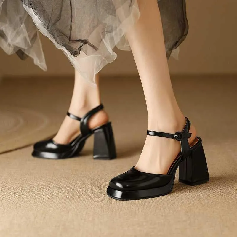 BREADO Women's Platform Fashion Chunky Heel Heels Open Toe Pump Sandals for Dress Shoes Work Shoes