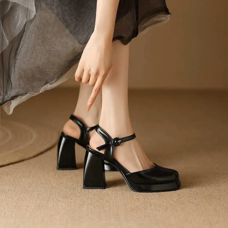BREADO Women's Platform Fashion Chunky Heel Heels Open Toe Pump Sandals for Dress Shoes Work Shoes