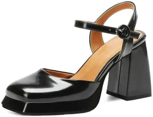 BREADO Women's Platform Fashion Chunky Heel Heels Open Toe Pump Sandals for Dress Shoes Work Shoes