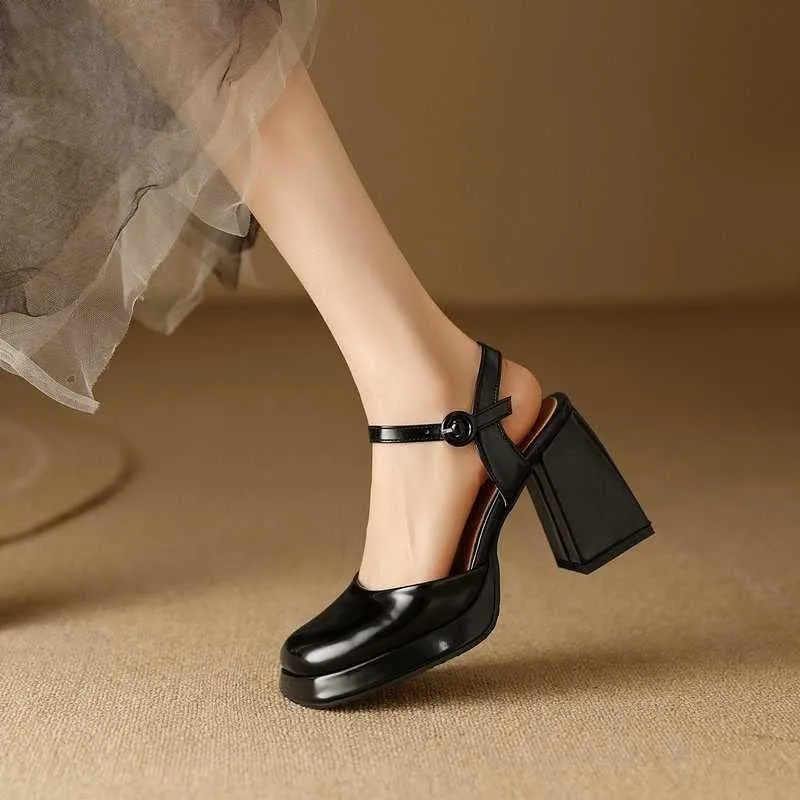 BREADO Women's Platform Fashion Chunky Heel Heels Open Toe Pump Sandals for Dress Shoes Work Shoes