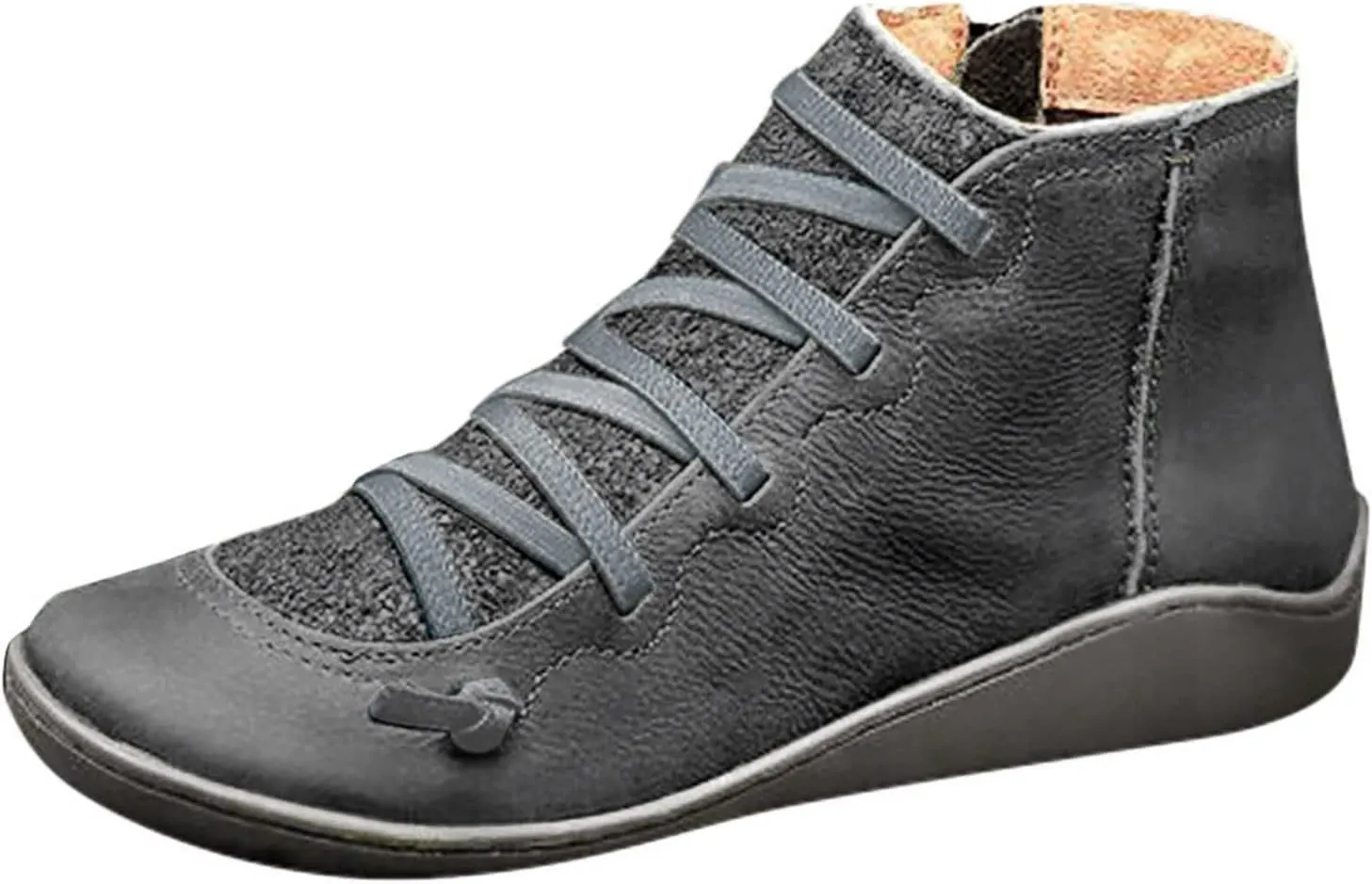 Brown Ankle Boots Botas Negras Para Mujer Women Leather Boots Women Wide Width Womens Leather Booties and Ankle Boots Women Lace Up Buckle Belt High Heels Platform Ankle Boots