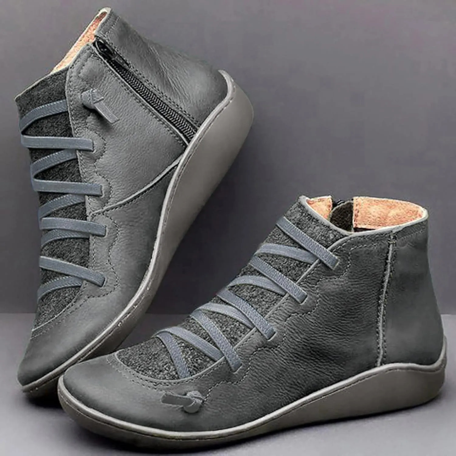 Brown Ankle Boots Botas Negras Para Mujer Women Leather Boots Women Wide Width Womens Leather Booties and Ankle Boots Women Lace Up Buckle Belt High Heels Platform Ankle Boots