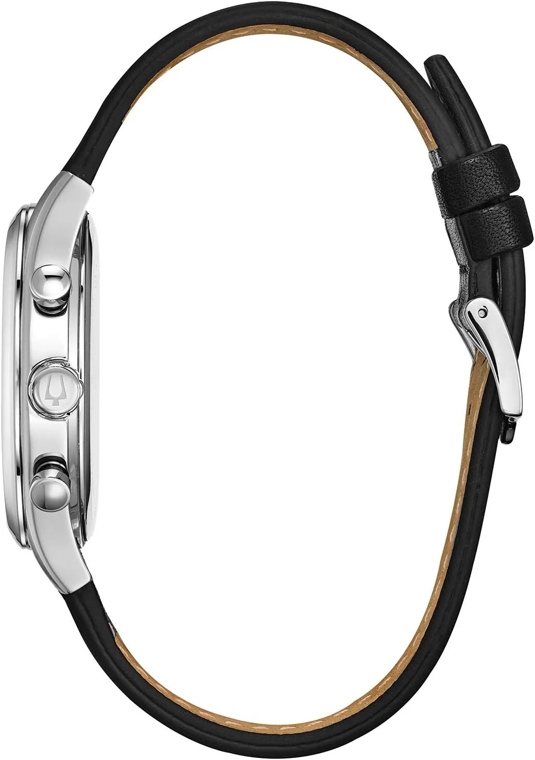 Bulova Men's Classic Stainless Steel 6-Hand Chronograph Quartz Leather Strap Watch with Grey Dial, Gold Accents, Arabic Markers, 41mm
