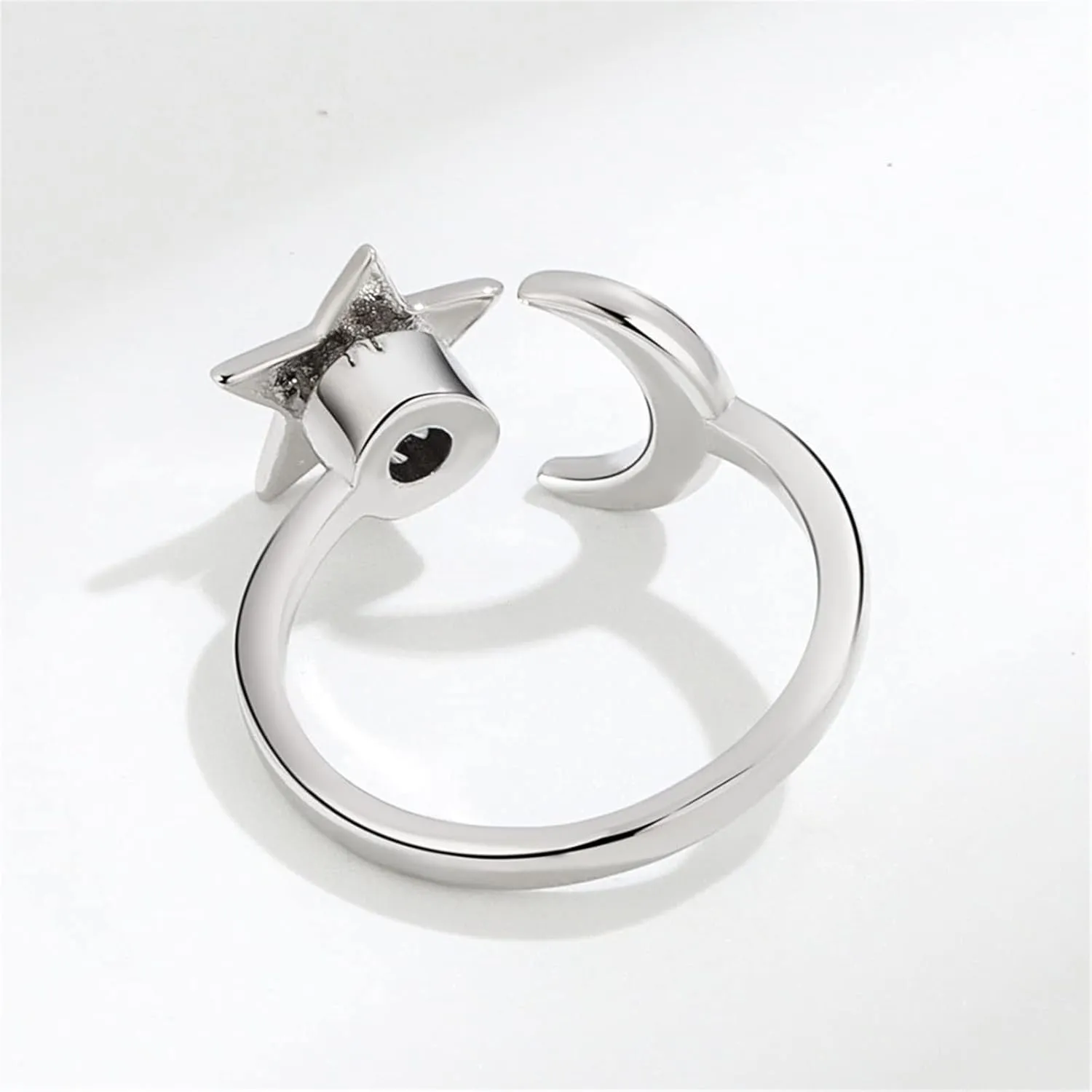 Caiyao Fidget Anxiety Relief Ring Daisy Sunflower Flower Evil Eye Zircon Bead Open Adjustable Spinner Stackable Ring for Women Stress Relieveing Jewelry Gift