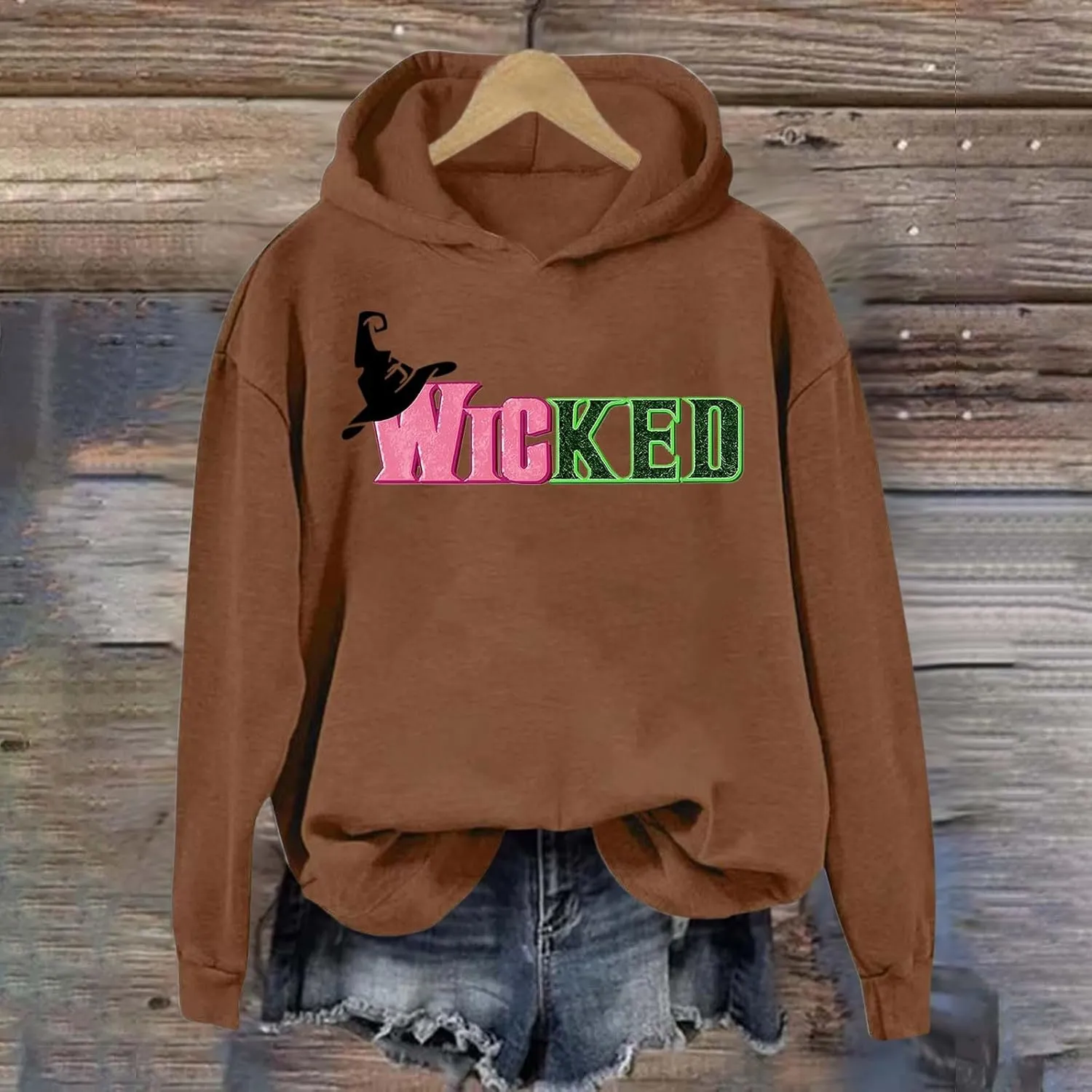 Changed for Good Witch & Princess Sweatshirt Women Pink Green Wicked Graphic Hoodies Novelty Long Sleeve Sweater Tops