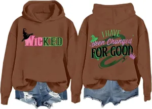 Changed for Good Witch & Princess Sweatshirt Women Pink Green Wicked Graphic Hoodies Novelty Long Sleeve Sweater Tops