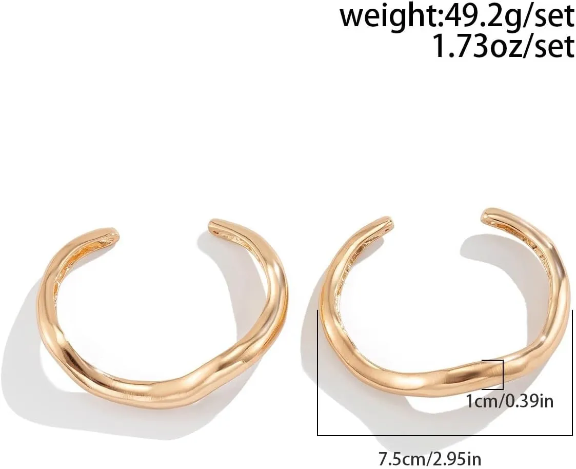 Chunky Bangle Bracelets Trendy Wide Chunky Cuff Bangles Bracelets Gold Stackable Bracelet Jewelry for Women