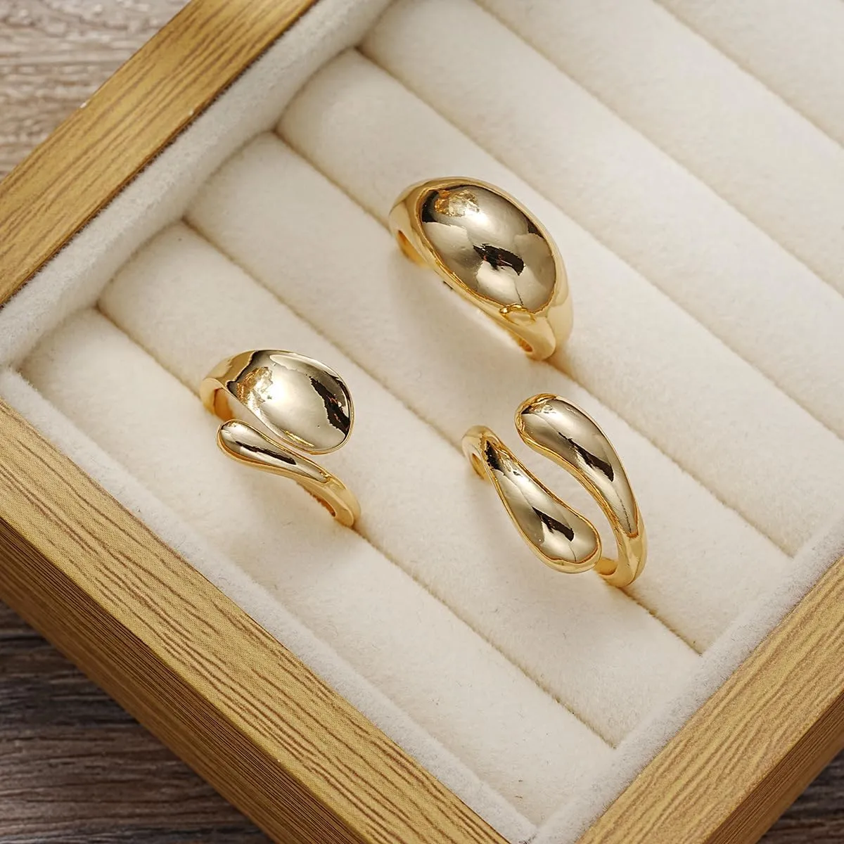 Chunky Gold & Silver Rings Set - Bold Dome Statement Rings for Women