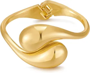 Chunky Gold Bangle Bracelets for Women Trendy Wide Hinged Open Cuff Bangle Bracelet Boho Thick Statement Gold Bracelets Am Cuff Wist Bracelets