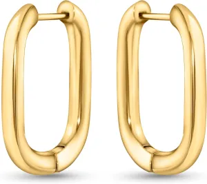 Chunky Gold Hoop Earrings for Women, Thick Lightweight Stainless Steel Hoops, Hypoallergenic Gold Plated Huggie Hoop Earrings